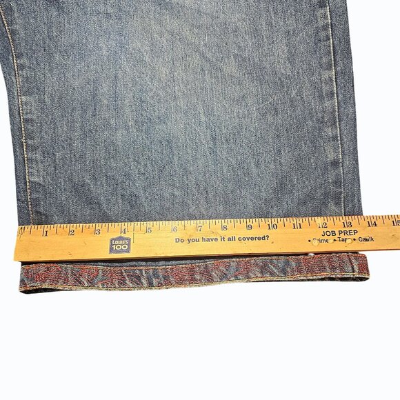 RMC Red Monkey Mens Jean Shorts 38 Denim Button Fly Embroidered Pocket & Hem Y2K - Picture 16 of 16